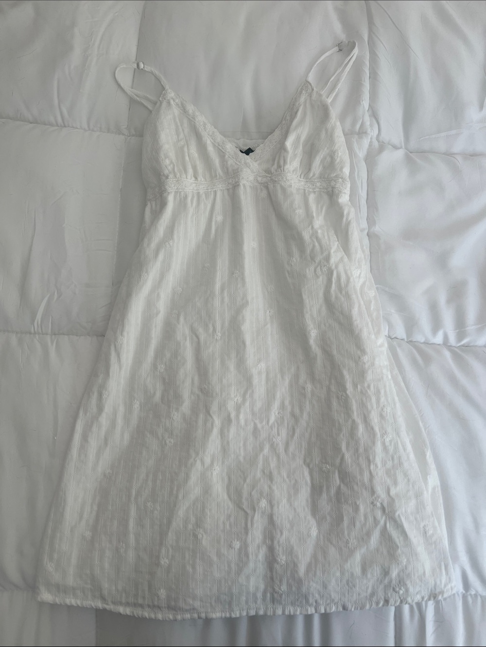 Wild Fable White Spaghetti Strap Mini Sundress with floral embroidery